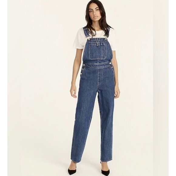 NWT J Crew Slouchy Boyfriend Denim Jeans Overalls in Hartford Wash Size XXS - Picture 2 of 9